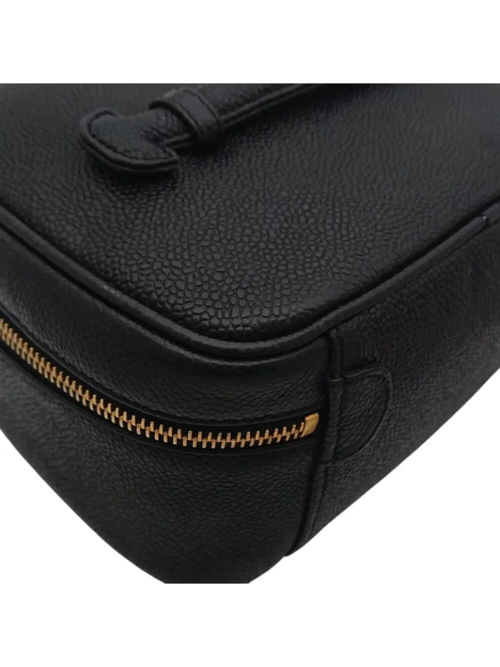 Chanel Vanity Bag Caviar Leather CC Logo Black Gold
